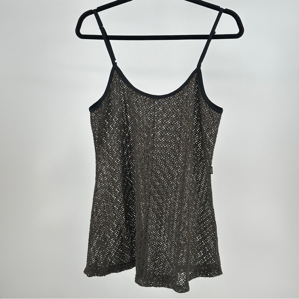Vintage 90’s Black Mesh Women's Large Top Tank‎ Spaghetti Strap